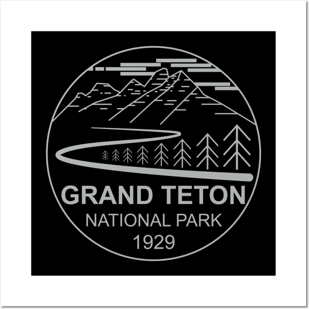 Grand Teton Line Logo Wall Art by Baggss